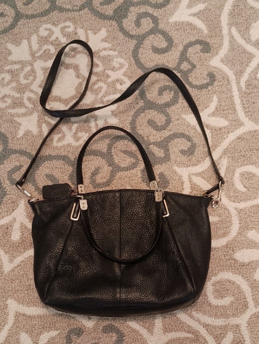 Coach Black Pebbled Leather Tote with Detachable Crossbody Strap - Picture 4 of 7